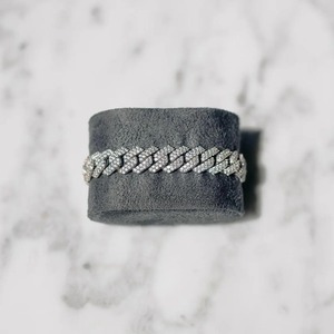 Pulsera de tenis para hombre de plata de ley 925 personalizada, con moissanita Quban, diseño de halo y racimo, estilo hiphop, con incrustaciones de circonitas, chapada en oro certificado - Product Image 3