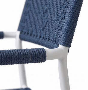 Modern <b>Outdoor</b> Rope Dining <b>Chair</b> Aluminum Frame Woven Wicker Garden Patio Restaurant Cafe Bistro Leisure Armchair Stacking Seat - Product Image 5
