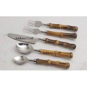 Juego de Cubiertos de Último Diseño, 5 Piezas, con Mango de Resina, Acero 18/10, Juego de Cubiertos con Acabado Espejo, Decoración de Mesa, Cuchara, Tenedor y Cuchillo para Postre - Product Image 3