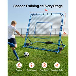 Rete Rimbalzante Portatile per Calcio con Controllo Angolare Rapido, Telaio in Ferro Resistente, Rete in PE per Allenamento di Calcio e Passaggi - Product Image 2