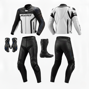Kit de protection complet pour moto certifié CE : Combinaison, gants, chaussures - Cuir de luxe - Livraison rapide - Product Image 3