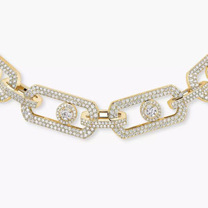 Collier ras du cou de luxe plaqué or 18 carats avec diamants, chaîne à maillons géométriques, coupe brillante ronde, unisexe, pour usage quotidien - Product Image 2