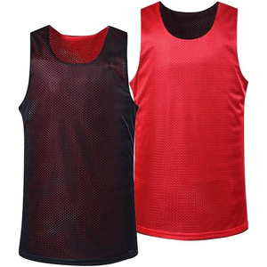 เสื้อบาสเก็ตบอลแบบยูนิเซ็กซ์ ผ้าตาข่าย สีแดงดำ ระบายอากาศได้ดี ทรงพอดีตัว สำหรับผู้ใหญ่ ใส่ได้ทุกฤดู - Product Image 1