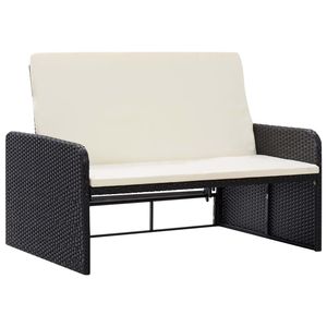 Adjustable Armrest Black Pe <b>Rattan</b> Garden <b>Sofa</b> Set Medium Outdoor Furniture <b>2</b> <b>Seater</b> Contemporary Design - Product Image 3