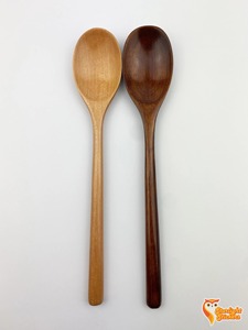 Ensemble de 2 cuillères de cuisine en bois naturel, ustensiles de cuisine réutilisables pour remuer, mélanger, servir, utilisation en cuisine - Product Image 5