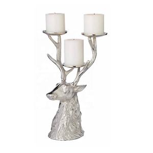 Silver <b>Aluminum</b> Deer Candle Holder Pillar Candle Stand Handmade Animal Centerpiece for Christmas Home Decor - Product Image 5