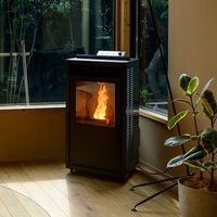 Chauffage au granulés de bois haut de gamme, autoportant, conçu pour les maisons élégantes, offrant une chaleur efficace, adapté aux villas, aux patios et aux espaces extérieurs.