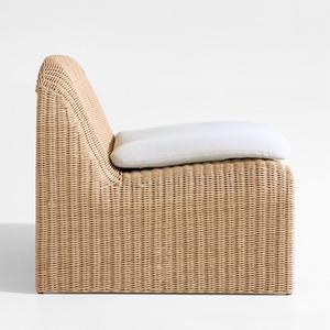 Sillón de Jardín Minimalista de Ratán para Exteriores con Cojín Blanco para Muebles de Patio - Panema - Product Image 4
