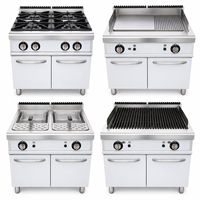Cuisinière modulaire commerciale certifiée ETL, en acier inoxydable robuste, avec friteuse à gaz, plaque de cuisson, brûleur et chaudière, équipement de cuisine