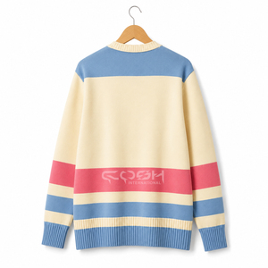 Cardigan en tricot pour femme Cosh International avec logo personnalisé, col en V, manches longues, rayures, blocs de couleur, haut décontracté avec poches - Product Image 5