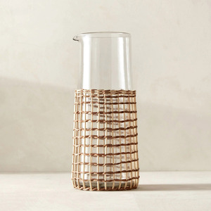 Accessoires de vaisselle décoration de table à manger bambou naturel et rotin verre à vin porte-gobelet à eau couvercle - Product Image 6