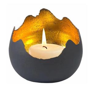 Tazón de vela con luz de té de Metal moderno, soporte de luz en T votiva, decoración de mesa de salón, luz de viento negra exquisita, decoración festiva de Diwali - Product Image 6