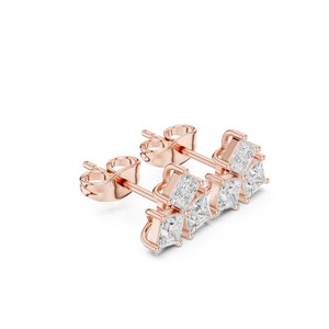 Pendientes de Corte Princesa de Calidad Premium, Oro Sólido de 14K, Pendientes de Moda para Mujer, Joyería con Diamantes Cultivados en Laboratorio, Diseño Elegante - Product Image 1