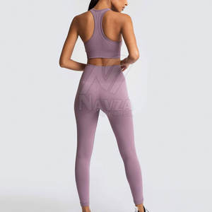 Ensemble de yoga sans couture de haute qualité pour femmes, 2 pièces, vêtements de sport pour la gym - Product Image 4