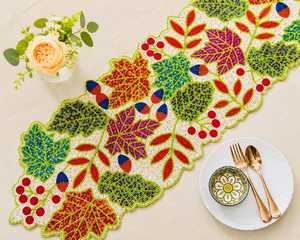 Embroidered <b>Teal</b> Floral <b>Table</b> <b>Runner</b> Bohemian Style Home Decor - Product Image 1