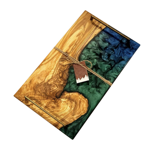 Custom Logo <b>Coffee</b> Tray Acacia Wood and <b>Epoxy</b> Resin Serving Tray for Hotels and Restaurant Resin Tray - Product Image 4