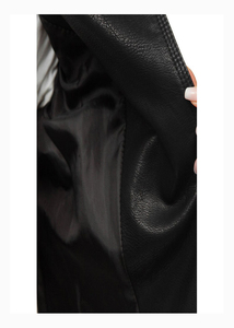 Women's Black Genuine Leather Moto Jacket Full Sleeve <b>Zipper</b> Closure Stand Collar Autumn Style - Product Image 4