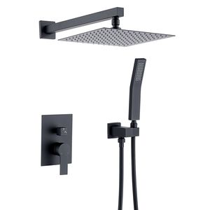 Système de douche pluie noir mat 12 pouces avec mitigeur et accessoires de douche pour salle de bain - Product Image 1