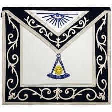 Tablier maçonnique en soie brodée pour anciens maîtres maçons de Loge Bleue avec rabat (bavette) - Product Image 2