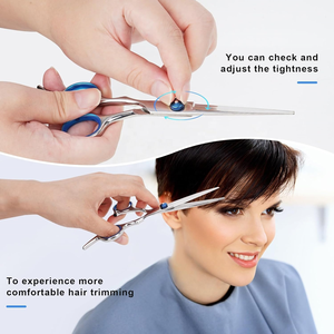 Tijeras profesionales de peluquero de acero inoxidable, cuchillas afiladas de goma para hombres, mujeres, niños, mascotas, adelgazamiento del cabello, embalaje ecológico - Product Image 5