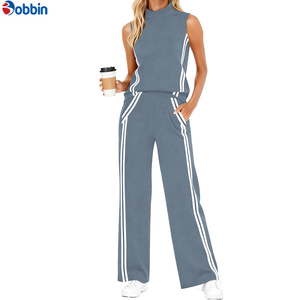 Conjunto de 2 Piezas para Mujer de Alta Calidad, con Logotipo Personalizado, Estilo Deportivo, Top Corto y Pantalones Anchos, Transpirable, Ideal para Viajes - Product Image 4