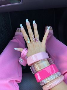 Hot Pink Light Pink Gold <b>Resin</b> Bangle Bracelet Stack Women Geometric Irregular Square Wrist Cuff Fashion Jewelry Arm <b>Ring</b> - Product Image 2