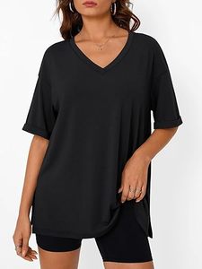 Camiseta Holgada con Cuello en V, Tela Elástica Transpirable, Túnica para Entrenamiento, Gimnasio, Uso Casual y en Casa - Product Image 6