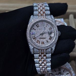 นาฬิกาหรูหราอัตโนมัติประดับเพชร VVS สี D มอยส์ซาไนต์ สายสแตนเลสสตีลขนาด 16 มม. ฟังก์ชั่นแสดงวันที่แบบอนาล็อก สไตล์ฮิปฮอป สำหรับทั้งชายและหญิง - Product Image 1