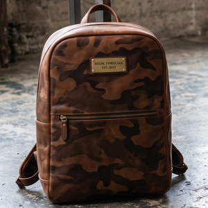 Genuine Leather Laptop Camouflage Fashion Wear Style Zipper Closure Unisex Laptop <b>Backpack</b> 20-39Litre - Product Image 3
