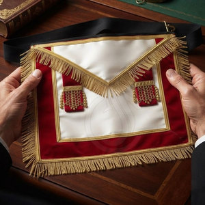 Nouvel Arrivage Tabliers Maçonniques Brodés en Velours de Soie Premium, Légers, avec Ceinture Ajustable, Design Cérémonial Élégant - Product Image 5