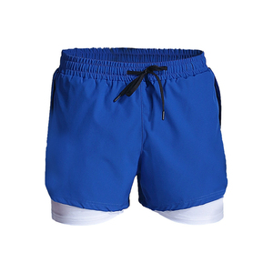 Shorts de bain décontractés pour hommes, taille haute, avec cordon de serrage, 100 % polyester, toile, séchage rapide, respirant, élastique - Product Image 5