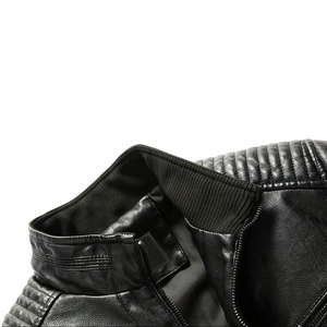 Men's Casual <b>Winter</b> Genuine PU <b>Leather</b> <b>Jacket</b> Solid Color Zipper Stand Collar Slim Fit High Street Style <b>jacket</b> for men - Product Image 4