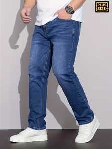 <b>Men's</b> Summer Leisure Fitness Jeans Light Blue Washed Denim Trending Breathable Mesh <b>Camouflage</b> Straight Hip-Hop Polyester Cotton - Product Image 4