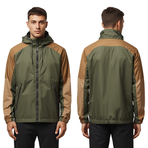 Veste coupe-vent de printemps pour homme de haute qualité, vert olive, col montant, en polyester/coton, pour l'extérieur, décontractée et tendance - Product Image 3