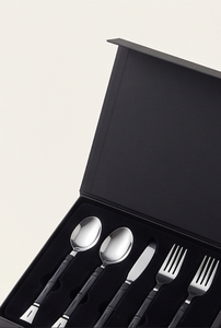 Minimalist Metal Flatware Set Spoon Fork <b>Knife</b> With Black Forged Handle Dishwasher <b>Safe</b> For Camping Use - Product Image 6