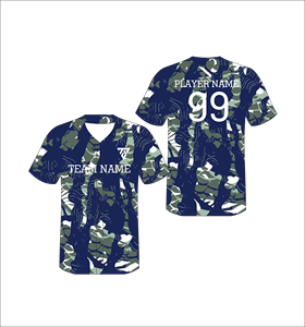 Camiseta de Béisbol Personalizada con Cuello en V, Manga Corta, Sublimada, Camuflaje, Poliéster, Impresión con Nombre del Equipo, para Hombre Adulto, Todas las Temporadas - Product Image 2