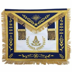 High End Masonic Blue Apron Freemason Lodge Wear Embroidered Regalia with Adjustable Belt - Product Image 1