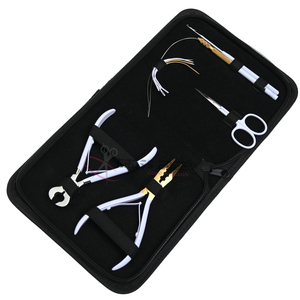Professional White Hair Extension Tools Kit with Crimping Plier Keratin Bond Cutter Wire Loop Threader C-Shape Needles loop - Product Image 1