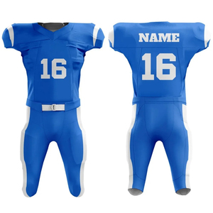 Blue Football Jersey With Number 16 Sublimation Print Breathable Polyester Adult Men's Uniform Set - Product Image 6