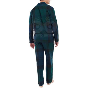 Ensemble pyjama en coton à manches longues pour hommes, vêtements de nuit à boutons sur le devant avec pantalon à taille élastique pour toutes les saisons - Product Image 2