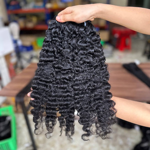 Ventes en gros de mèches de cheveux vierges brésiliens noirs naturels, qualité 9A 10A, cuticules alignées, vague d'eau, boucles birmanes, 13x4, prix bas - Product Image 3