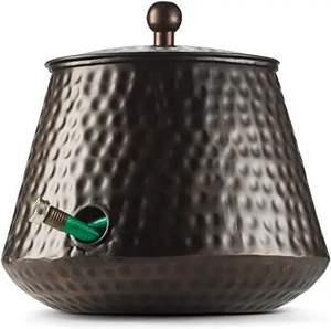 Pot de rangement pour tuyau d'arrosage en bronze foncé côtelé avec poteau central, organisateur décoratif de tuyaux d'eau pour extérieur - Product Image 6