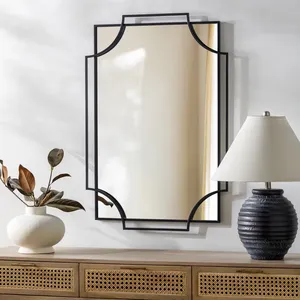 Modern Gold Plated Framed <b>Wall</b> <b>Mirror</b> Abstract Geometric Design Entryway Home Decor Single Piece - Product Image 1