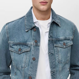 Wholesale Price Eco Friendly <b>Denim</b> <b>Jacket</b> <b>Mens</b> Slim Fit Stylish Low MOQ <b>Denim</b> <b>Jackets</b> Turn Down Collar Pocket Style - Product Image 5