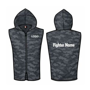Pink Sleeveless <b>Boxing</b> <b>Robe</b> Hooded Entrance Jacket Satin Fighter Vest Custom Logo Ring Wear Supplier - Product Image 5