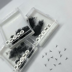 Extensions de cils naturels doux de haute qualité, volume 8D C/D/M, courbure 0.07 0.03, en fibres PBT synthétiques, éventails faits à la main, base pointue - Product Image 2