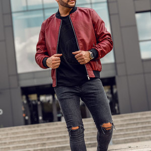 Chaqueta Bomber de Piel de Vaca Casual de Invierno para Hombre, con Cuello Alto y Cierre de Cremallera, de Alta Calidad, Resistente al Viento y Ecológica, Servicio OEM, Gran Venta - Product Image 2