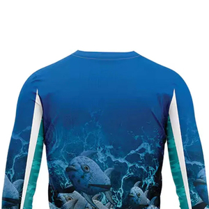 Camiseta de Manga Larga para Hombre, Cuello Redondo, Estampado de Delfín por Sublimación, Transpirable, de Algodón, con Protección Anti-UV, para Uso Casual al Aire Libre - Product Image 1
