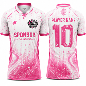 Hot Sale Pink White Customized Soccer Jersey Men's Short Sleeve Moisture Wicking Sublimated Crew Neck for Adult - Product Image 1