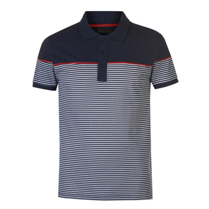เสื้อเชิ้ตผู้ชายสีน้ำเงินกรมท่า แขนสั้น ผ้าถัก ทอจากฝ้าย 100% เป็นมิตรต่อสิ่งแวดล้อม ทรงปกติ สำหรับขาย - Product Image 2